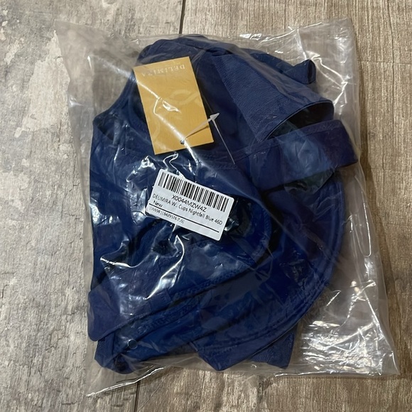 Delimira Plunge Back Posture Bra Nightfall Blue Front-Closure Bra 46 D - Picture 7 of 7